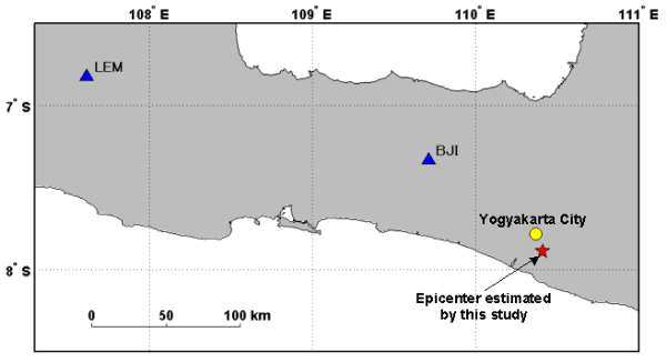 Figure 1. Locations of seismic stations (BJI and LEM) of Realtime-JISNET used in our analysis.